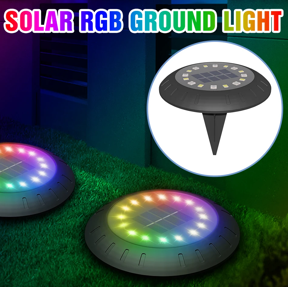 Description Picture 2 of itemRGB Solar Ground Light Outdoor Garden Lamp Solar Underground Light Deck Light Spotlight Buried Solar Led Lamp Garden Decoration