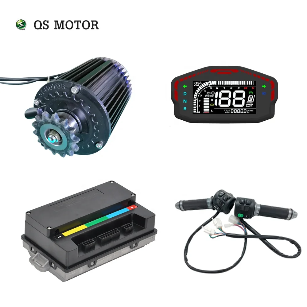 QS 90 1000W 72V 55KPH 428 벨트 미드 드라이브 모터 키트 전기 스쿠터 VOTOL EM50SP 컨트롤러 브러시리스 교류 55KPH 속도