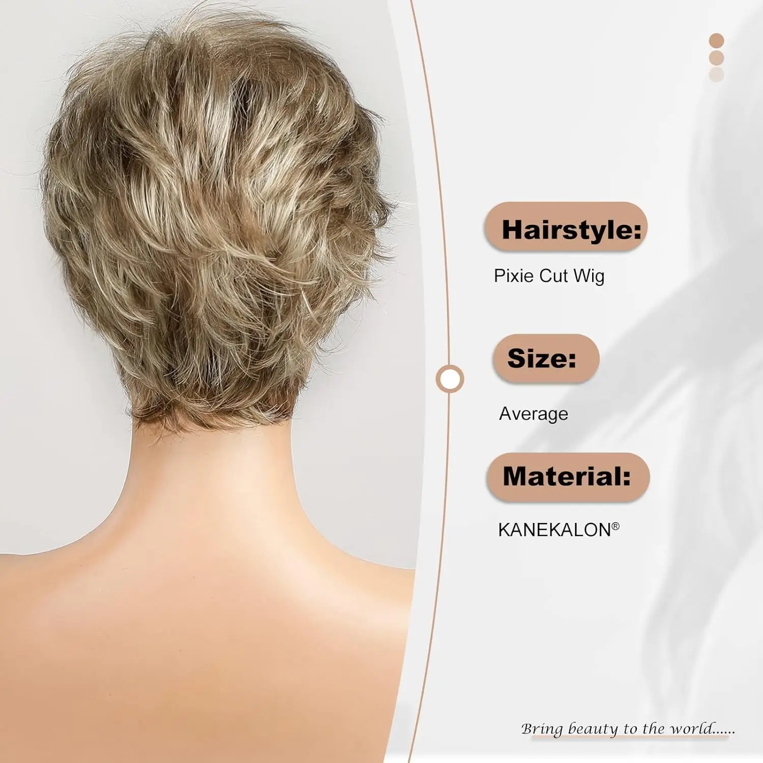 인간의 머리카락 같은 질감 금발 혼합 오프 화이트 짧은 픽시 컷 가발 여성용 앞머리 포함 합성 교체 가발