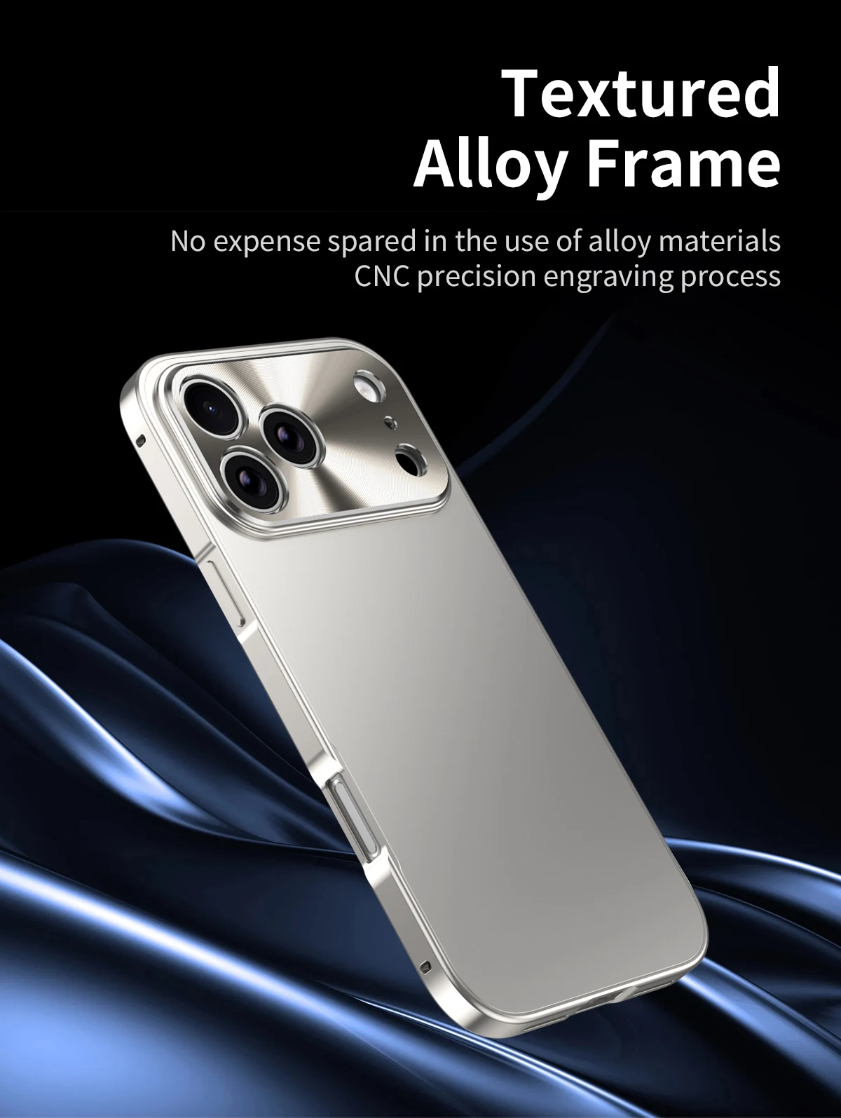 Magnetisch schließender Aluminiumrahmen mit Kunststoffrückseite und Metallgehäuse für iPhone 18 Pro Max 17 ProMax iPhone 16 15 14 ProMax Stoßfeste Hülle – Detail 2