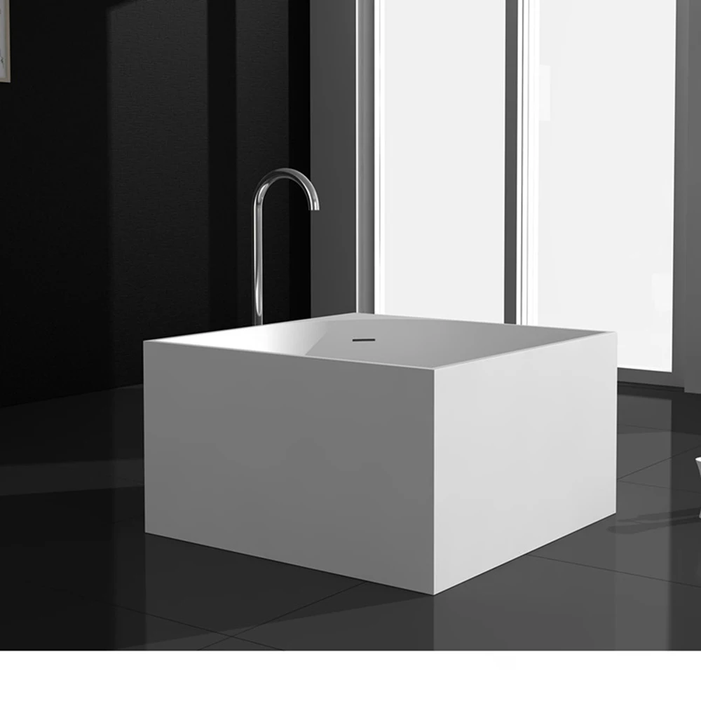 1050x1050x605mm Solid Surface Stone Acrylic Bathtub Freestanding Floor Mounted Integrated Corian Tub WD022