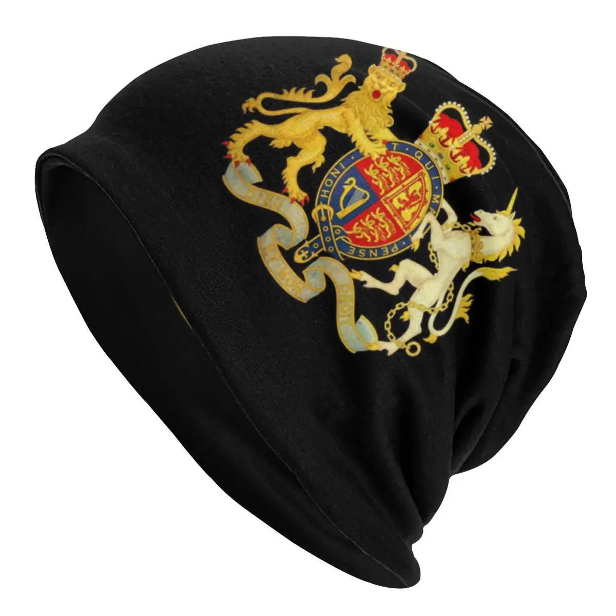 

Royal Coat Of Arms Of The United Kingdom Government Bonnet Homme Knitting Hat Warm Winter Royal British Proud Beanies Caps