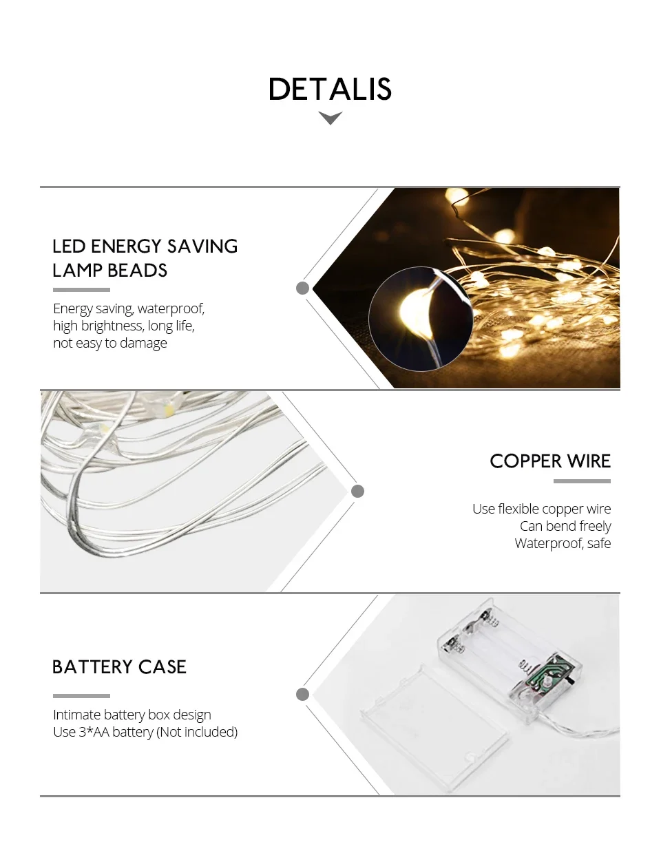 Description Picture 5 of item2M 3M 5M 10M Colourful String Light Party Holiday Celebration Memorial Day Stage Venue Indoor Decoration LED Romantic Light