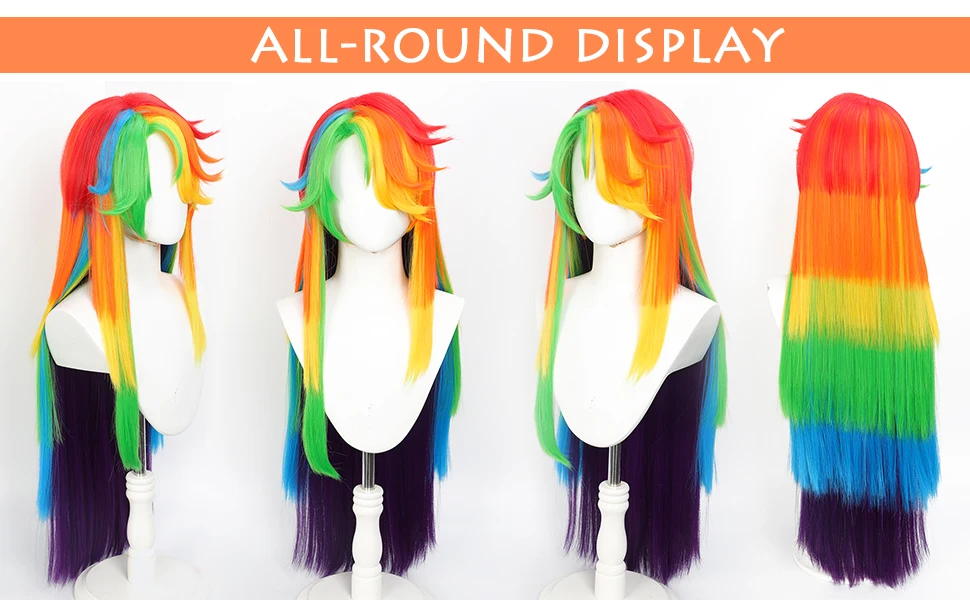My Little Pony-Inspired Rainbow Dash Long Rainbow Synthetic Wig for Cosplay Events