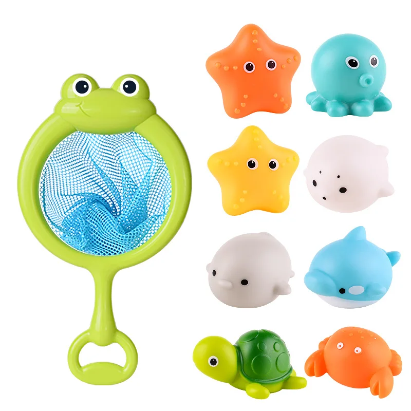 Baby Bath Swimming Pool Glowing Toy LED Light Bathtub Soft Rubber Float Induction Luminous Cute Animals Children Funny Gifts 6
