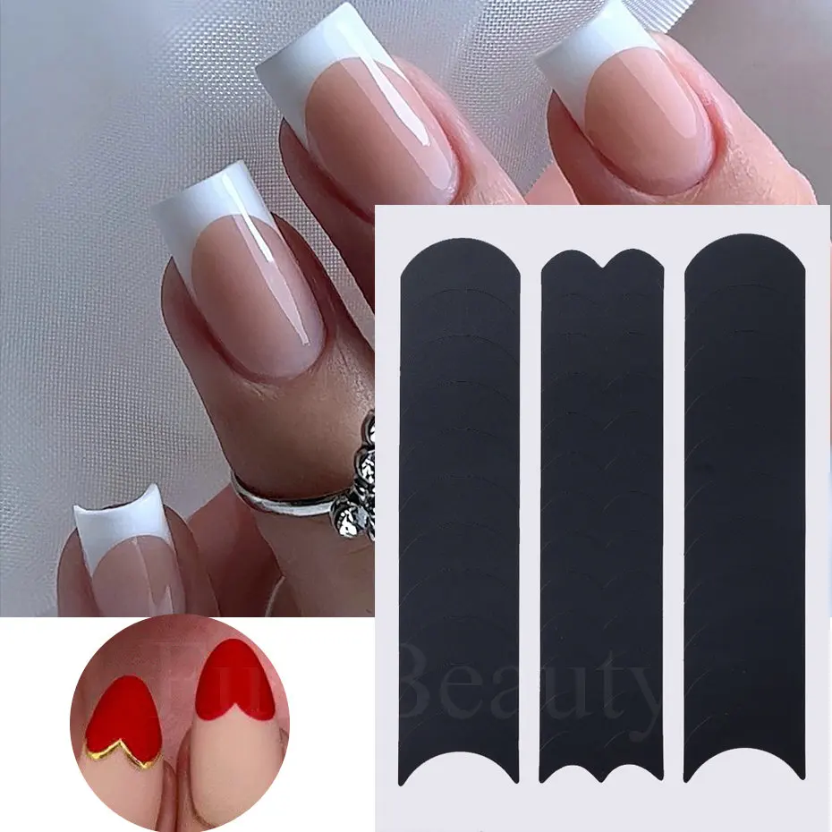 6pcs/Set French Tips Nail Stickers Curved Stripe Nail Art Guides Airbrush Stencils Tape Template Auxiliary French Manicure Tools 3