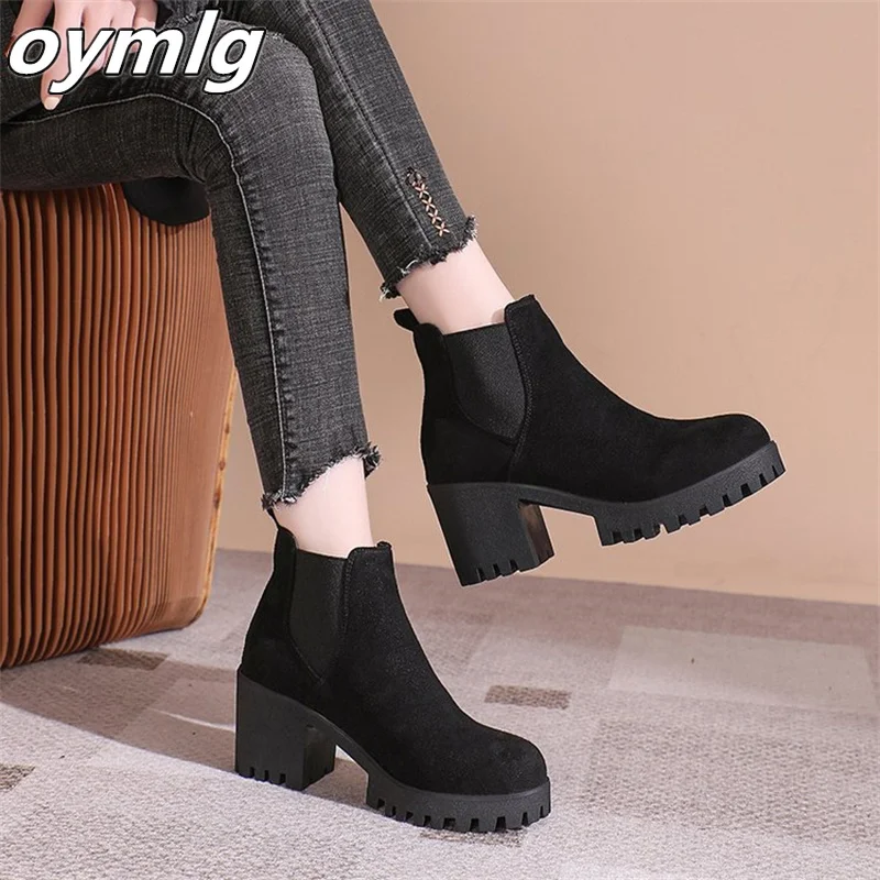 Thick Heel Short Boots Women's 2023 Autumn/Winter New Round Head Thick Sole High Heel Women's Boots Wholesale