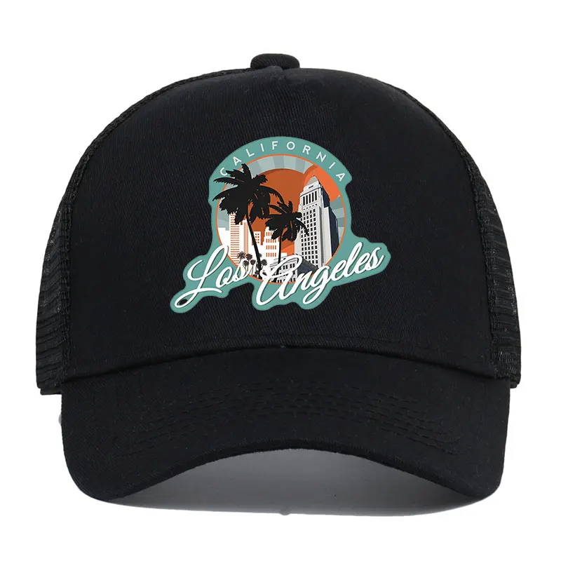 

Los Angeles California City Hall Vector Mesh Trucker Cap Unisex Adult Daily Sun Visor Baseball Cap Woman Man Winter Autumn Cap