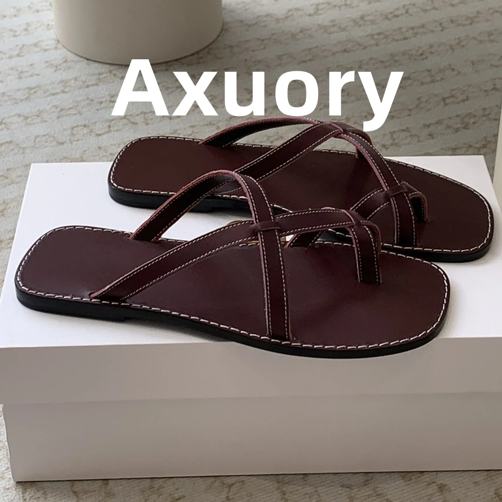 

Summer Women's Holiday Beach Shoes New Women's slippers Leather upper Casual sandals Comfortable soft Solid Color