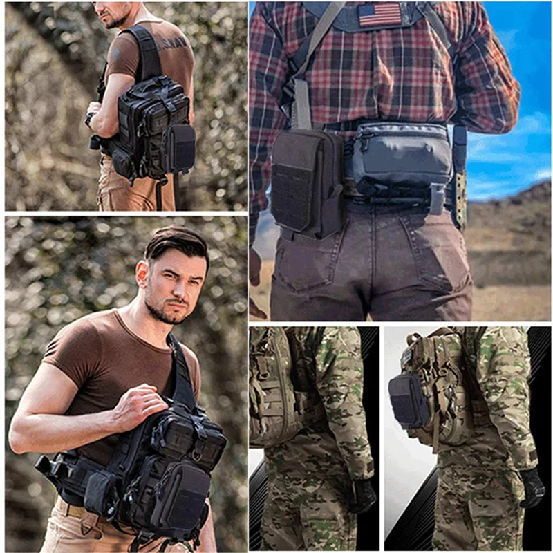 Outdoor Camouflage Mobile Phone Bag Edc Multifunctional Tactical Molle Accessory Bag Hiking Running Sports Waist Bag 6