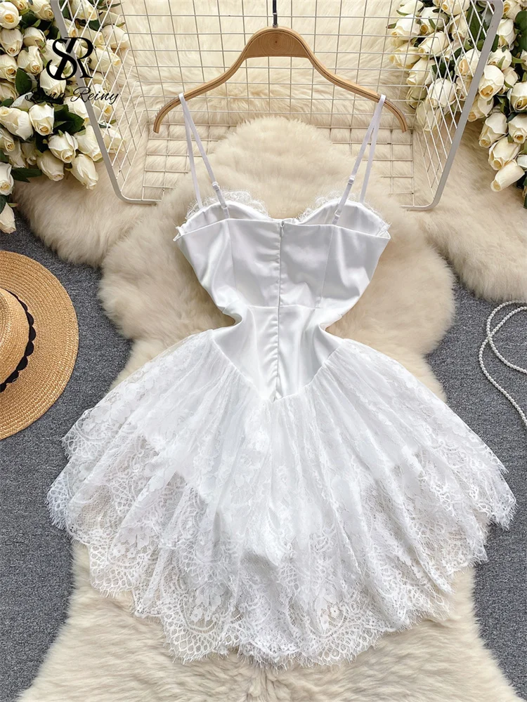 SINGREINY France Elegant Vintage Lace Dress Strap Zipper Backless Solid High Quality Hotsweet Ladies Chic Evening Party Dresses 3