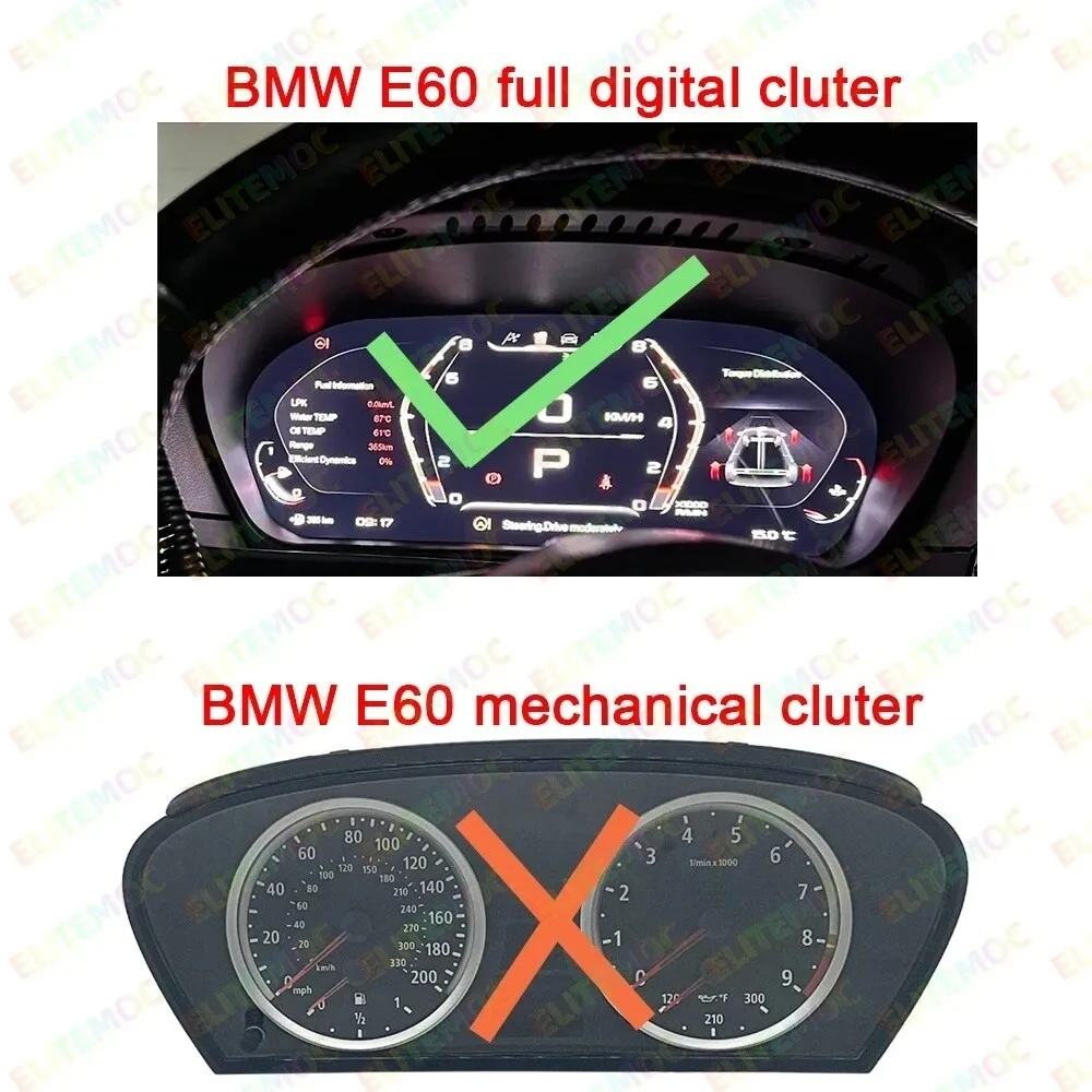 BMW 5 시리즈 E60 E61 E63 E64 2003-2009 디지털 대시보드 패널 속도계용 12.3 LCD 디스플레이