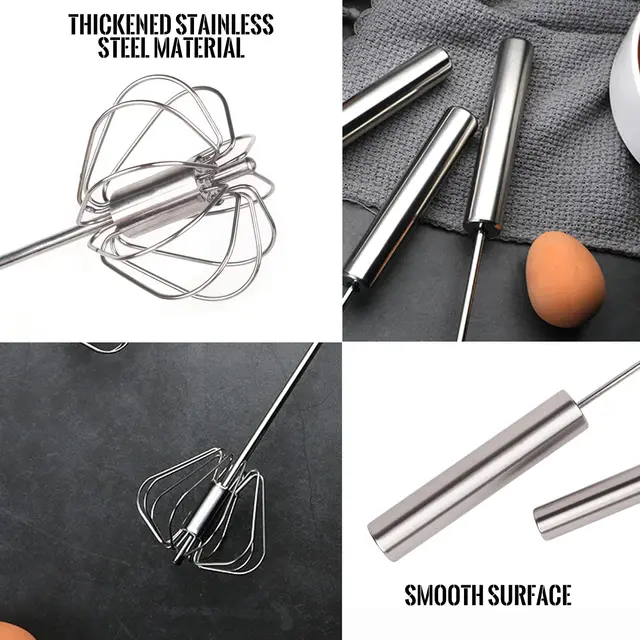 1/3Pcs Semi Automatic Egg Beater Stainless Steel Manual Hand Whisk Mixer Self-Turning Cream Utensils Kitchen Gadgets Egg Tools 5
