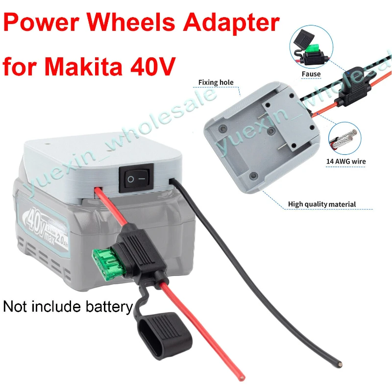 마키타 40V 리튬 이온 배터리용 파워 휠 어댑터, 파워 마운트 커넥터, DIY 어댑터 도크 거치대 14AWG