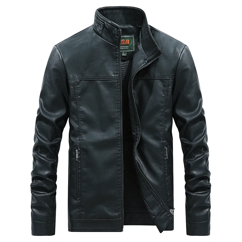 

Men Autumn Winter Leather Jackets Mens Fashion Casual Slim Fit Motorcycle PU Leather Coats High Quality Solid Men Bomber Jackets