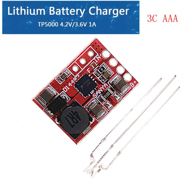 

TP5000 DC 4.5v-9v 4.2V/3.6V 1A Lithium Battery Charging Board Lithium Iron Phosphate Charger Flash Power Supply Module