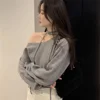 Spring Autumn New Sexy Pullovers for Women All-match Solid Soft Sweater Off Shoulder Casual Long Sleeve Warm Korean Style Tops 4