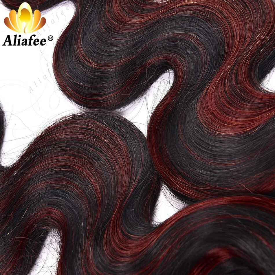 Highlights Red Blonde Colored Brazilian Hair Bundles With 5X5 Lace Closure Remy Body Wave Human Hair Bundles With 4x4 Closure images - 6