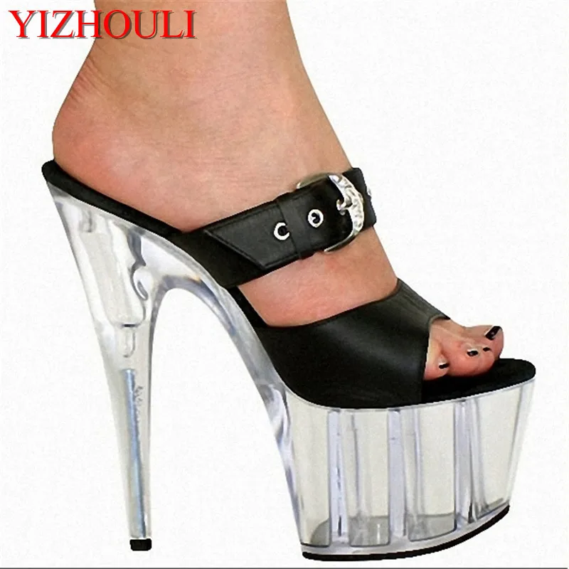 

6 inch stiletto heels, transparent waterproof slippers, 15cm party crystal sexy Club for women dance shoes