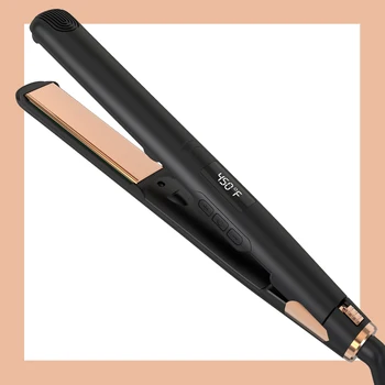 Piastre da 1" per stirare i capelli in ceramica originale LISAPRO | Piastra per capelli e bigodino modello professionale da salone nero 1