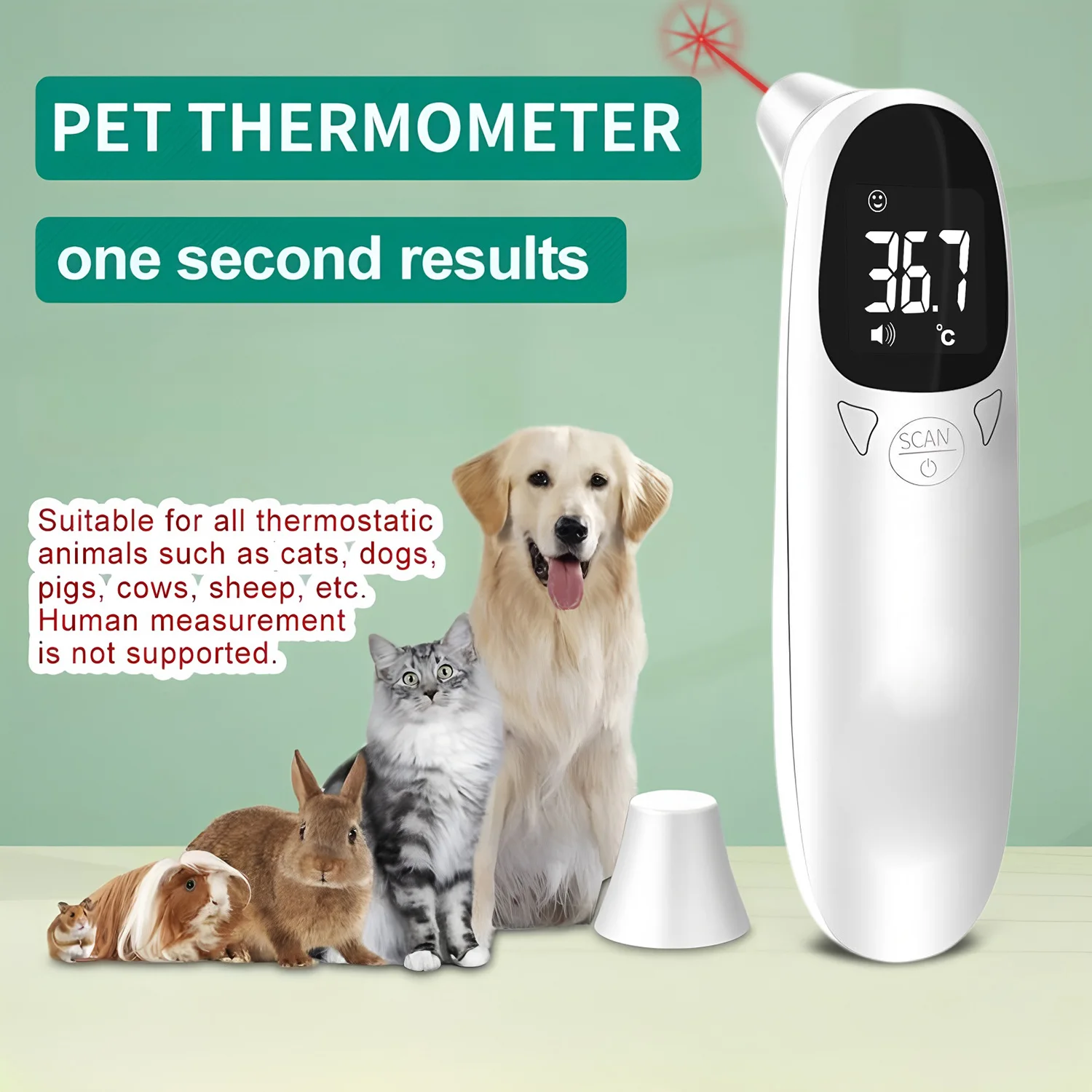 Contact Infrared Pet Ear Thermometer Medical-Grade Electronic Dogs & Cats Home Veterinary Use