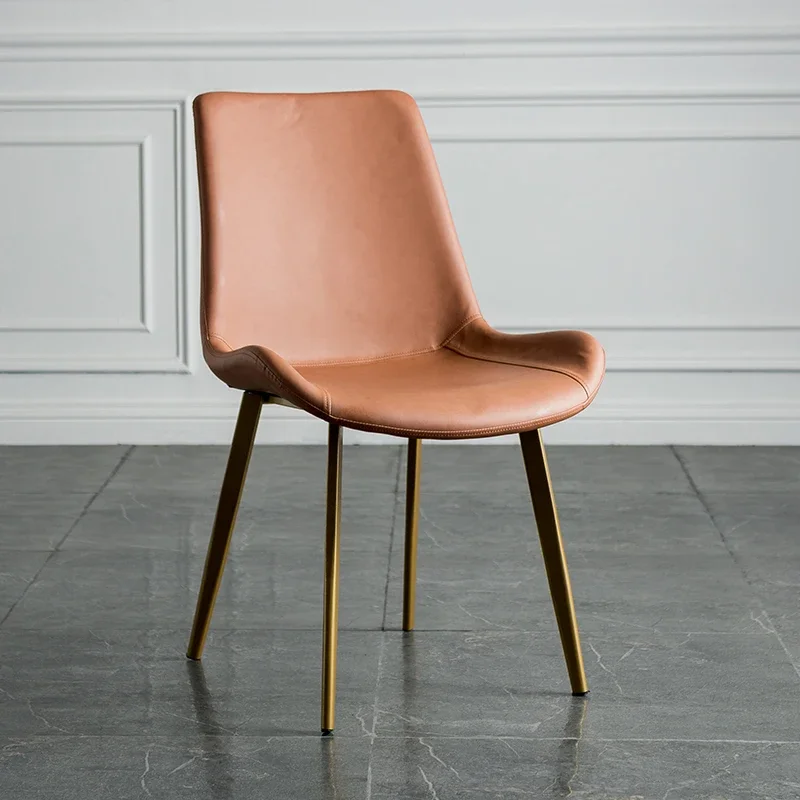 

Modern Minimalist Luxury Chairs Nordic Metal Design Soft Leather Backrest Chair Executive Ergonomic Silla Comedor Home Furniture