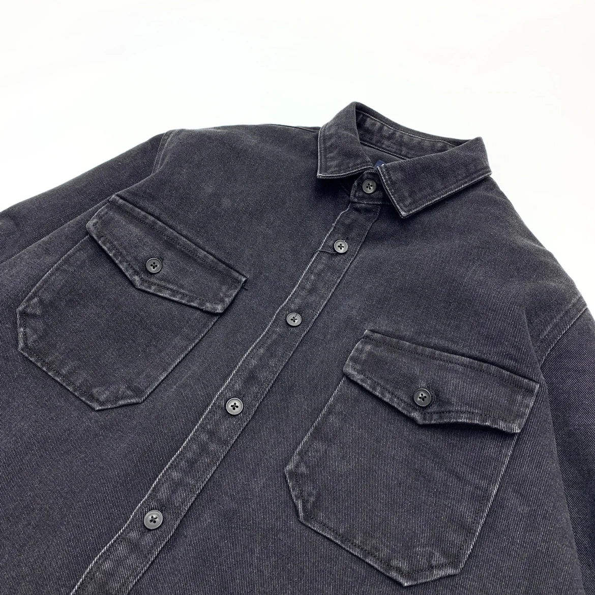 May Khaki heavy denim shirt men loose cargo American casual black long-sleeved shirt coat