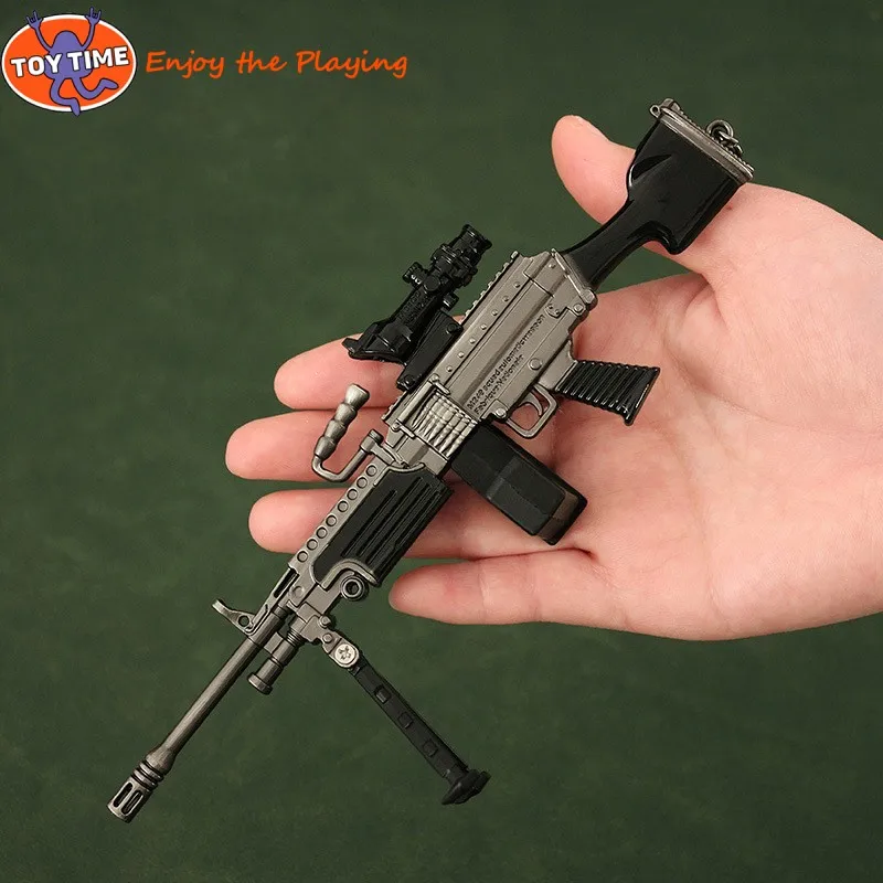PUBG Weapon Related Products Medium Collection M249 Detachable Double Mirror Clip Light Machine Gun  Alloy Metal Toy 2