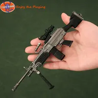 PUBG Weapon Related Products Medium Collection M249 Detachable Double Mirror Clip Light Machine Gun  Alloy Metal Toy 2