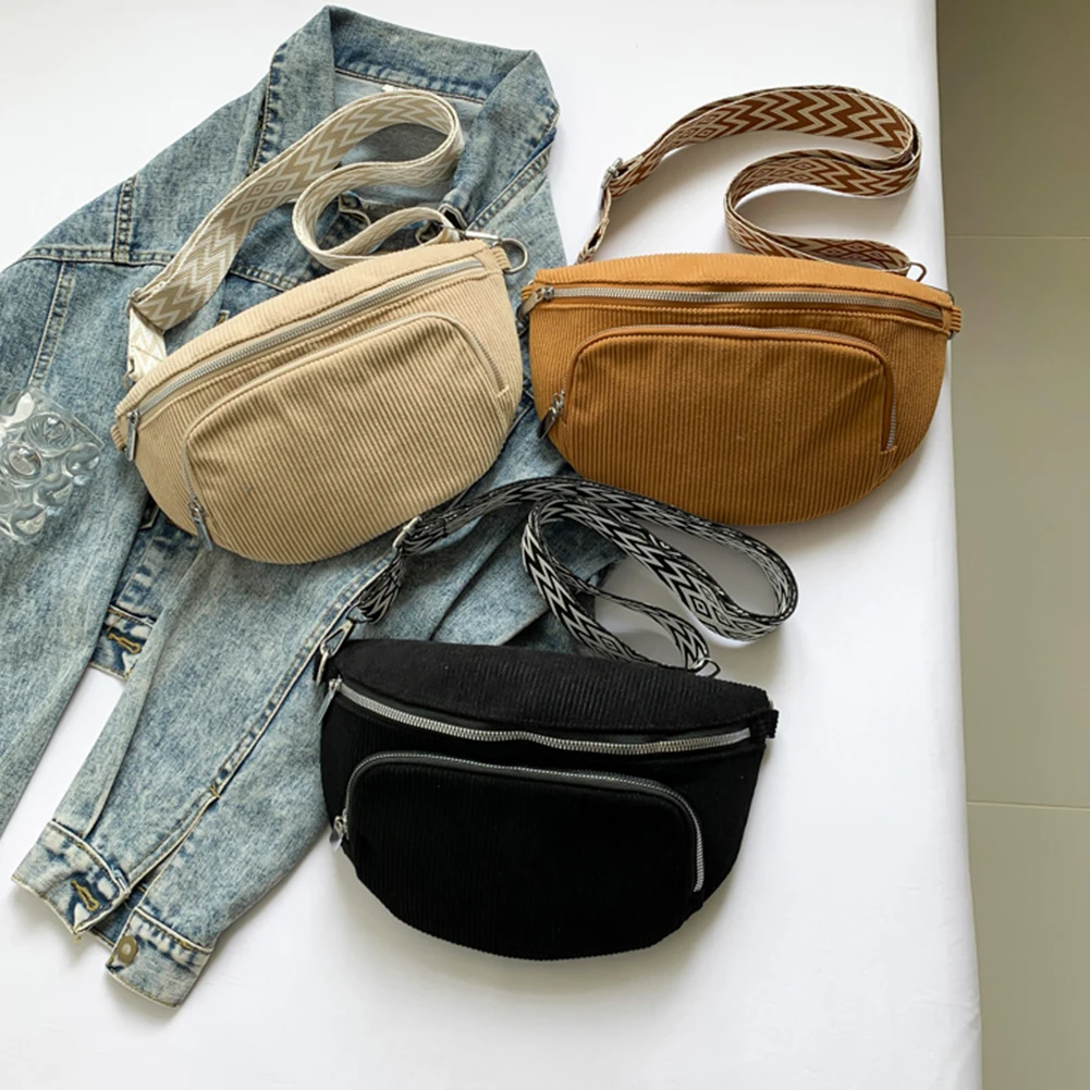 Lässige Cord Gürtel taschen für Frauen Mode Gürtel tasche weibliche Banane Hüft taschen Hüft tasche Multi-Taschen Brusttasche Umhängetaschen – Detail 4