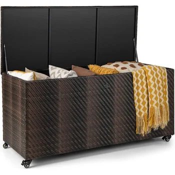 Outdoor Rattan Deck Box, 96 Gallon 1
