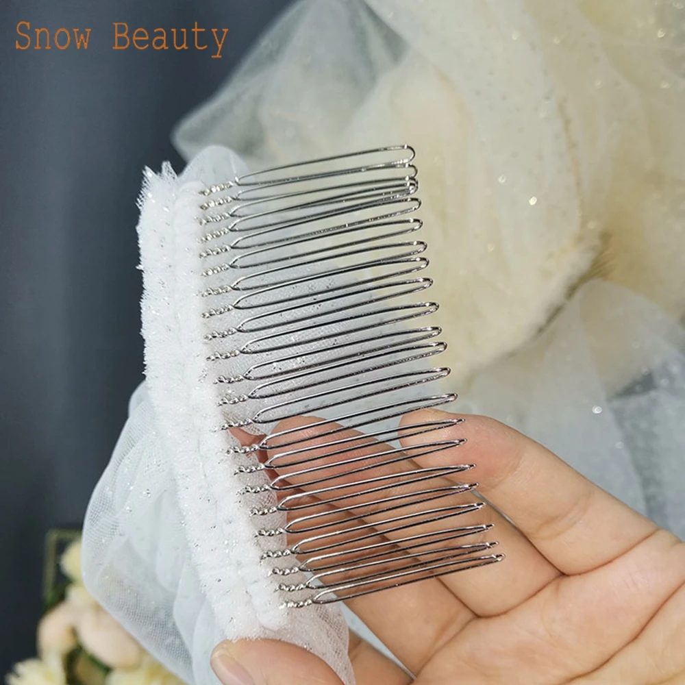 Bridal Veil White Champagne Wedding Veil Long 3M / 5M Veil Cathedral Bride Veils One Layer Shiny With Comb