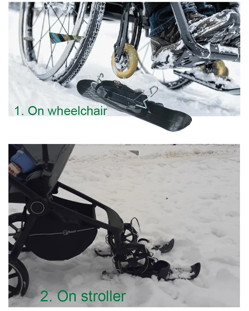 Tabla de trineo de nieve, placa de esquí Universal, tabla de trineo,  monopatín de playa para cochecito, bicicletas de equilibrio