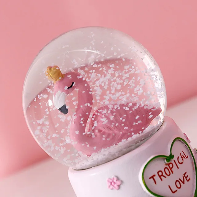 Kreatív Flamingo Hógömb Kristály Üveggömb Led Világító Íróasztal Díszek Retro Kézműves Otthoni Dekoráció Születésnapi Karácsonyi Ajándék - Image 5