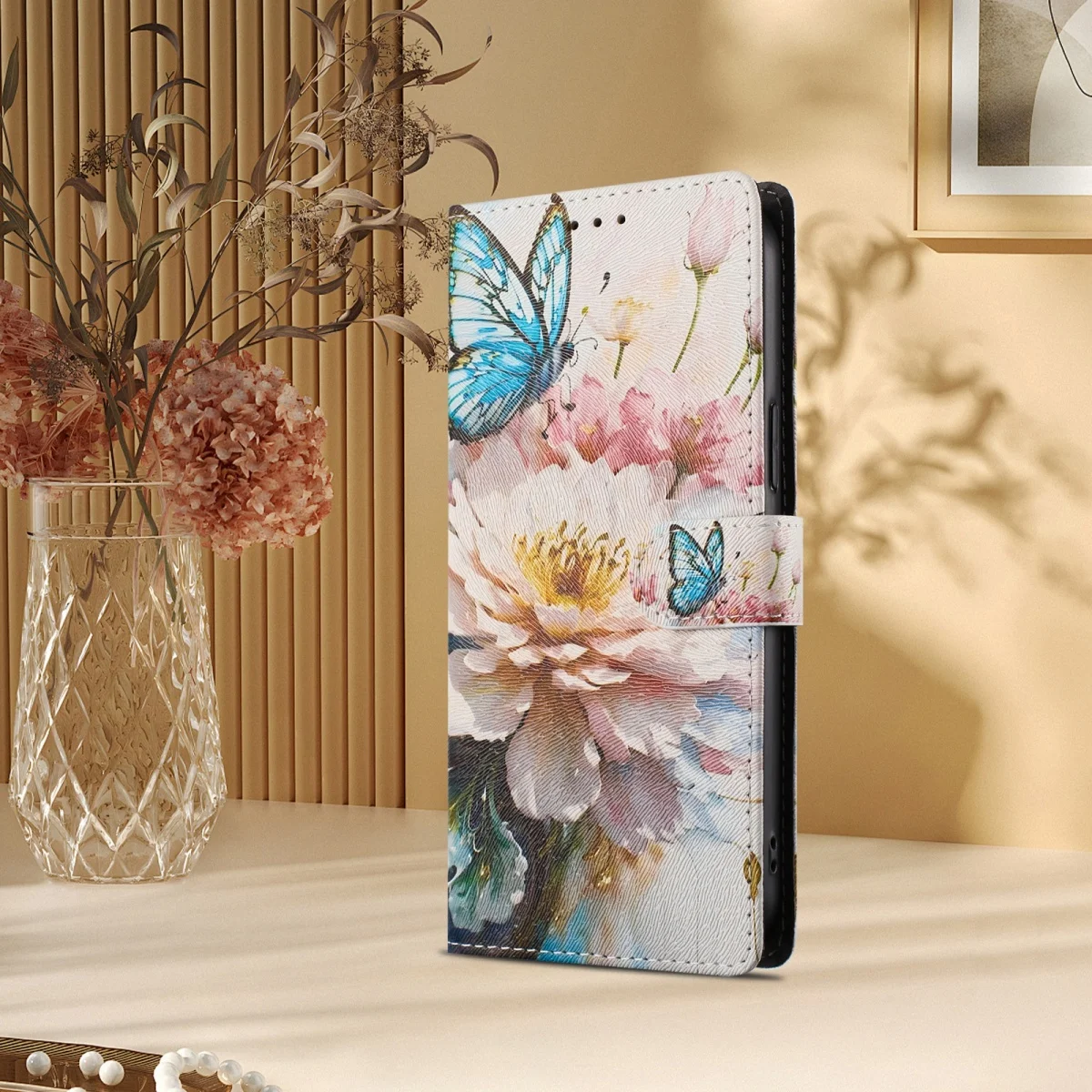 Leather Folio Cover per Motorola Moto Edge 40 Pro, Trifoglio Fortunato