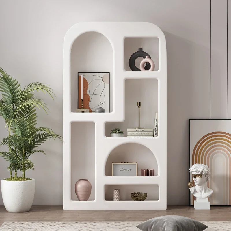 

White Display Cabinet Bedside Table Display Nordic Simple Living Room Arch Cave Storage Curio Cabinet Floor Bookcase Night Stand