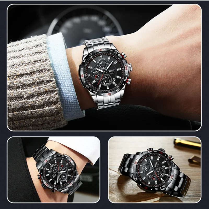BOYZHE Men Sport Watch Automatic Mechanical Wrist Watch Week Month Calendar Display Luminous Hands Waterproof Watches for Men mechanical watch