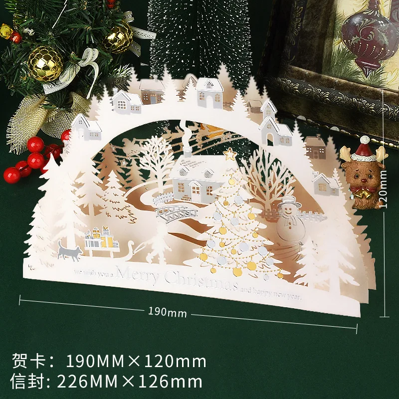 Greeting Cards Christmas 3D Greeting Card Creative Small Card Exquisite Christmas Eve Gift Snowman Elk Decoration