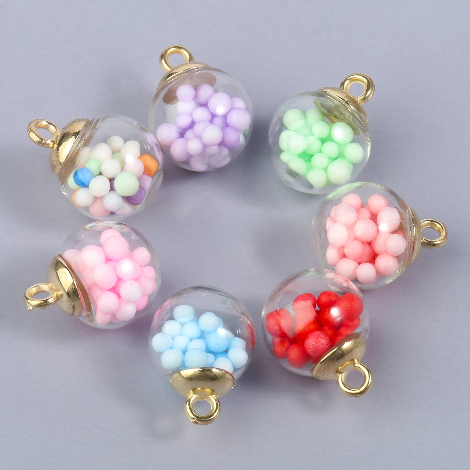 20pcs Multicolor Transparent Glass Ball Pendants Charms Sequins Crafts