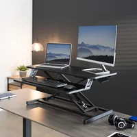 Height Adjustable 32 inch Stand Up Desk Converter, Quick Sit to Stand Tabletop Dual Monitor Riser Workstation 1