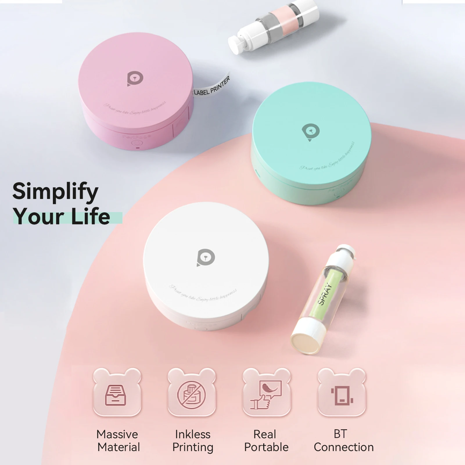 【New】PeriPage L1 Plus Printer Mini BT Pocket Label Maker Sticker Inkless Portable Thermal Wireless Label Printer