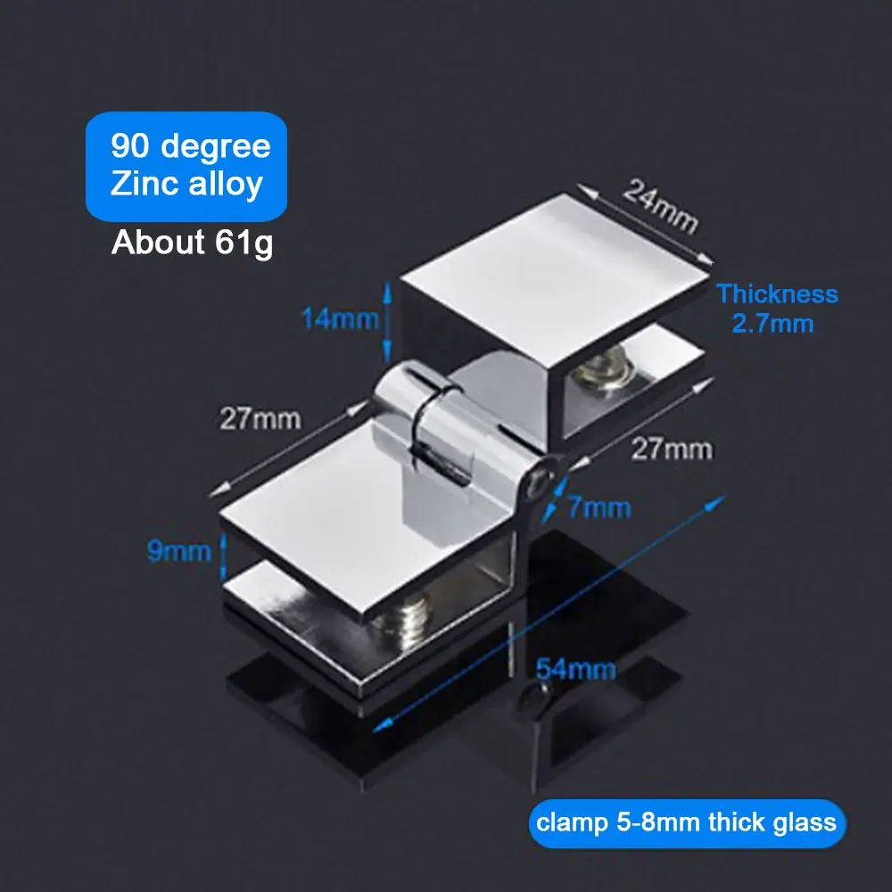 Zinc 90 180 Degree Furniture Cupboard Glass Clamp Cabinet Hinge Door Hinge Bilateral Clip