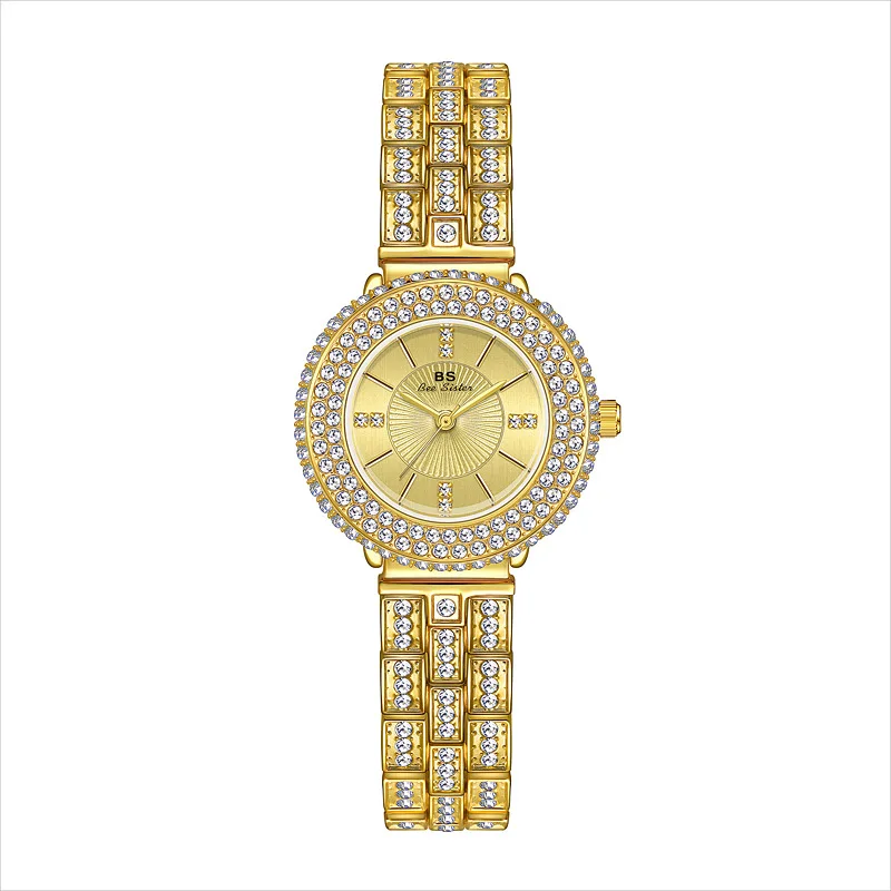 Top Fashion Luxury Womens Watch Diamond Elegant Dress Quartz Gold Stainless Steel Waterproof Wristwatches Ladies Watches Clock