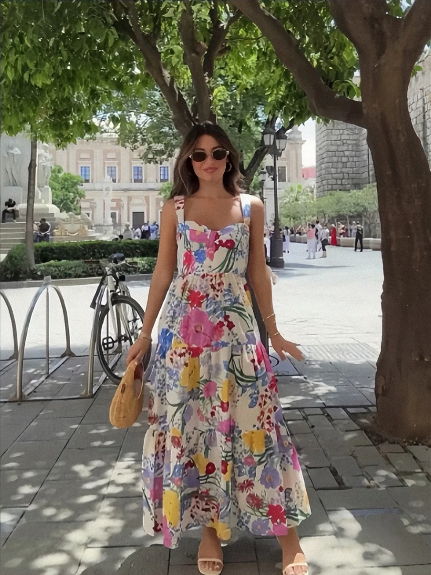 

Женское платье на бретелях Taop & Za, повседневное милое платье с квадратным вырезом в пасторальном стиле, модель 2024 на лето, 3540/271