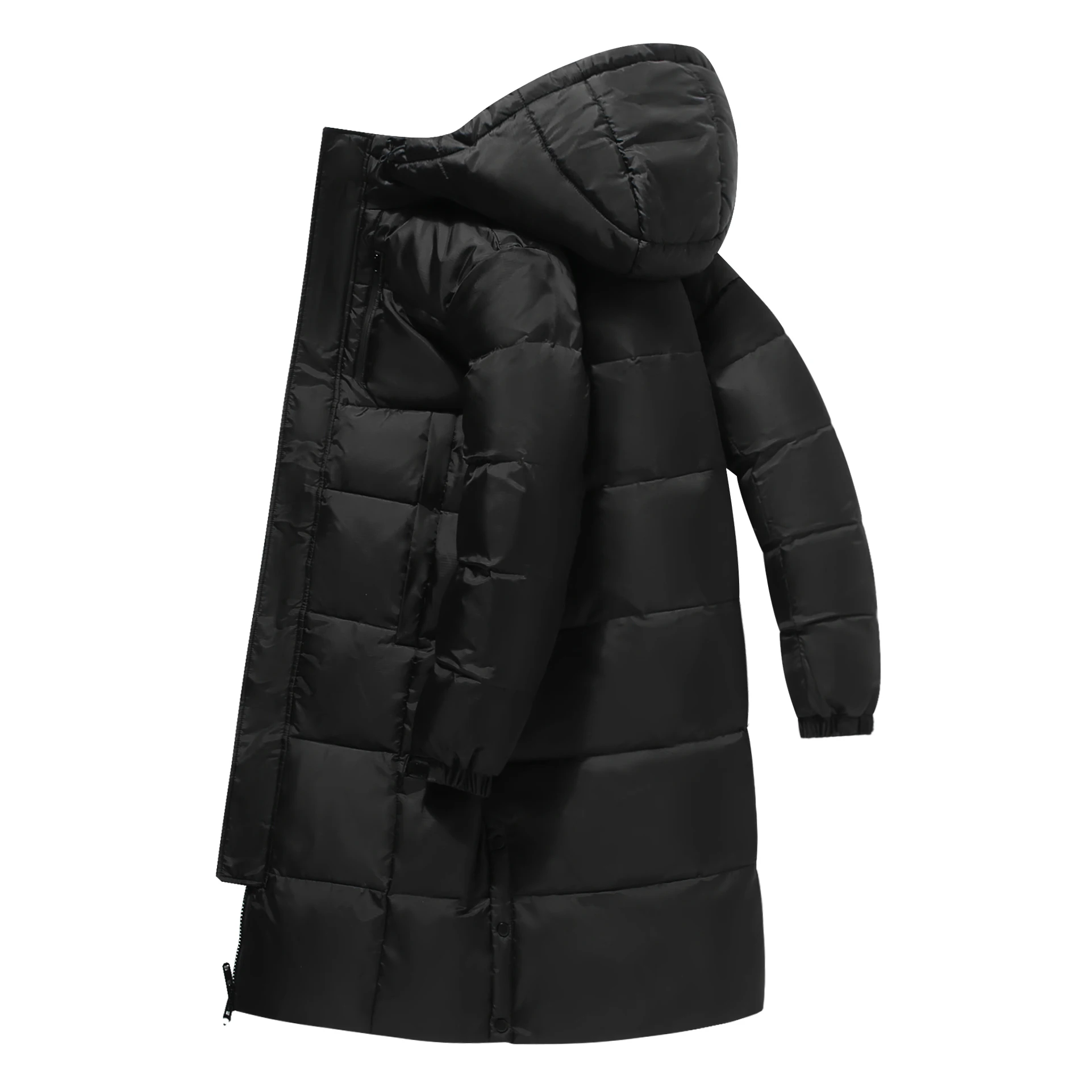 New Down Jacket Men's and Women's Knee Length Black Hooded Coat Brand Clothing Casual Outdoor Warm Goose Down Lining Jacket