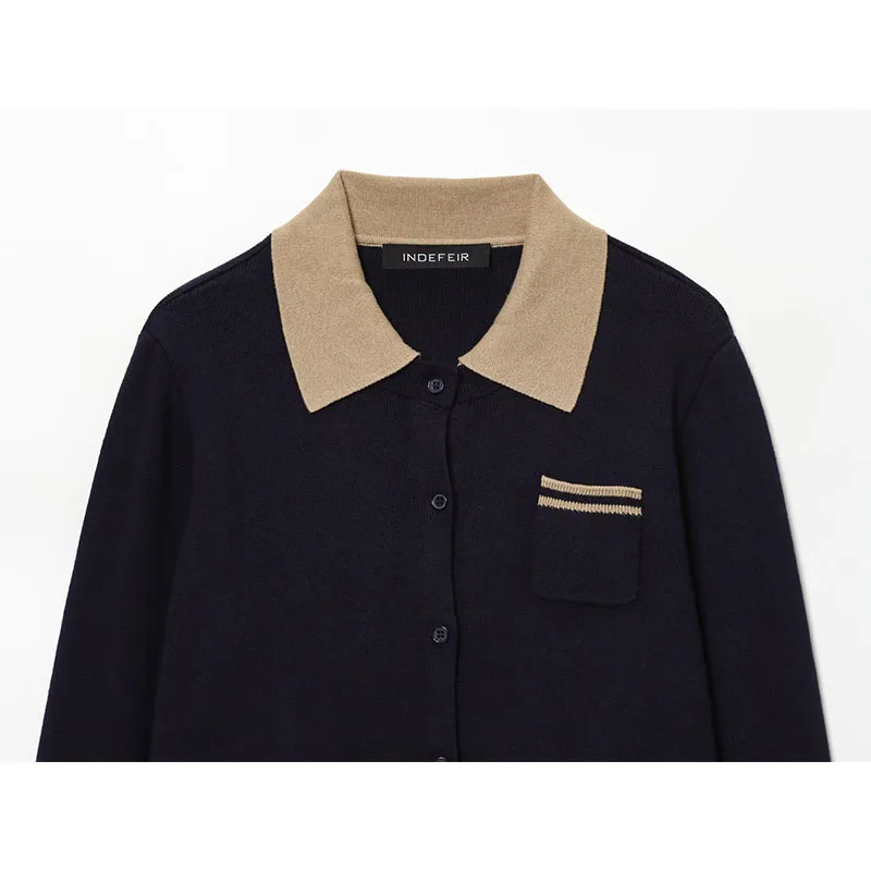 Women Jacket Fashion Color-Block Knitted Short Coats Casual Autumn Winter Jackets For Women Long Sleeve Knitwear New Outerwear