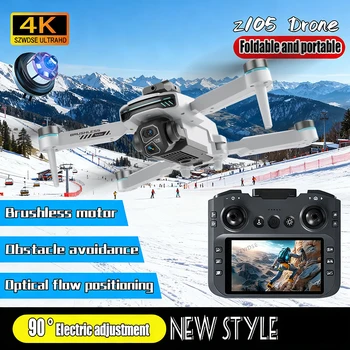 Nuovo Z105 Drone 4K Professionale HD Doppia Fotocamera flusso ottico posizionamento Fotografia Brushless Pieghevole Grande Schermo RC Quadcopter