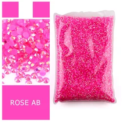 Wholesale Jelly Color Transparent AB Faceted FlatBack Resin Rhinestones for Nail Art and Garment Decoration (Rose Red)