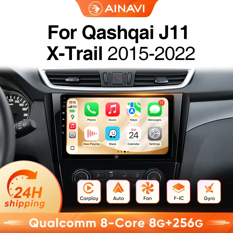 Radio de coche Ainavi para Nissan Qashqai J11 X-Trail 3 T32 2013-2017, CarPlay inalámbrico, sistemas inteligentes para coche Android, Autoradio 1