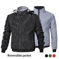 DIMUSI Men's Bomber Jacket Mens Outwear Reversible Windbreaker Warm Hooded Jackets Fashion Slim Fit Business Coats Mens Clothing 4